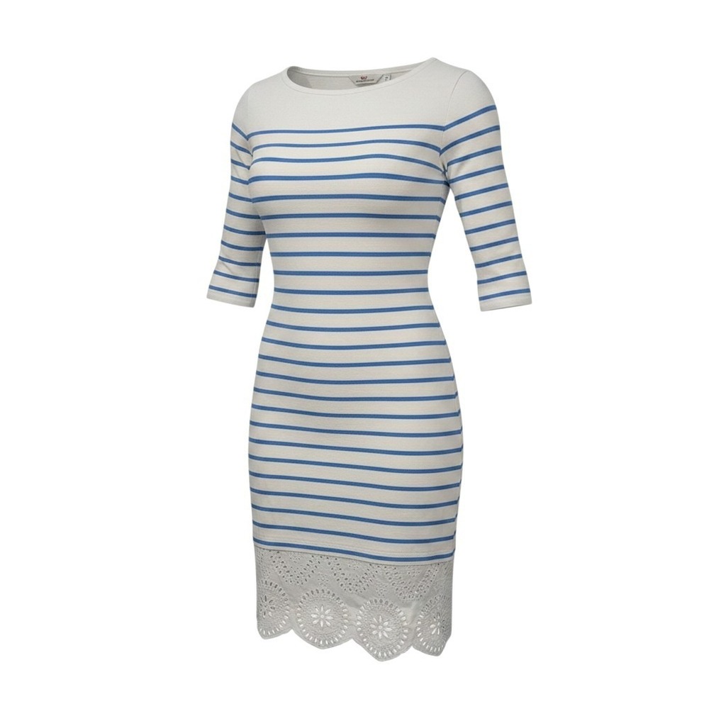 Vineyard Vines Women's Striped Dress Eyelet Lace Trim Blue White 100% Cotton XS - Picture 1 of 8